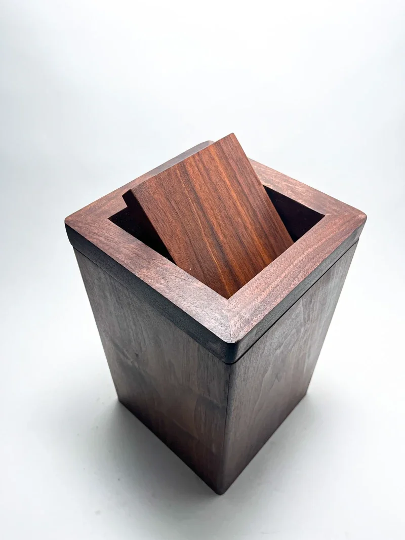 Walnut Flippity-Top Wood Trash Can Bin (Small, Large)