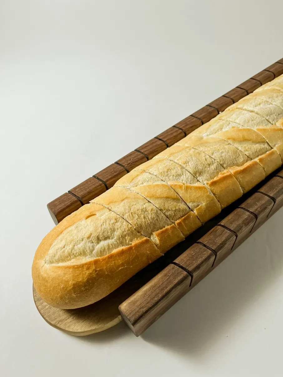 Walnut Wooden French Bread Slicer for Baguettes, 1 inch thick slices